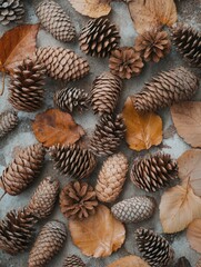 Poster - Pine Cones and Leaves