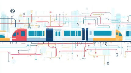 Aufkleber - Metro station layout featuring subway map showing connections and routes for efficient public transportation in urban areas. Generative AI