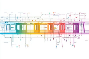 Aufkleber - Vibrant subway map showcasing metro stations and underground layout for efficient public transportation in urban areas. Generative AI