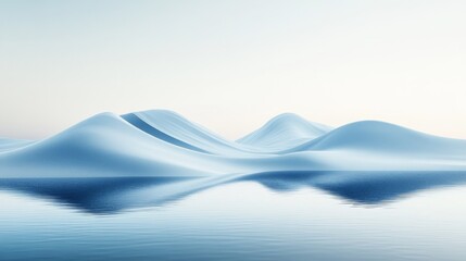 Wall Mural - smooth hills reflected in serene water under a pastel sky