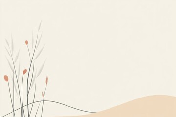 Leinwandbilder - Natural elegance unfolds with soft grasses against a minimalistic solid backdrop during a serene afternoon. Generative AI