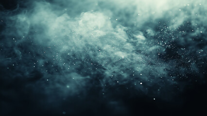 Fototapete - A blue sky with smoke and clouds. The sky is filled with smoke and clouds, creating a hazy and mysterious atmosphere