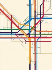 Leinwandbilder - Metro station map layout showing subway connections and routes in a vibrant and intricate design. Generative AI