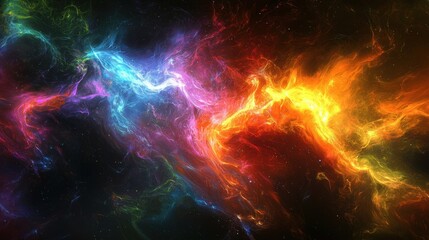 Wall Mural - a stunning display of vibrant colors fills the dark expanse of space, as swirling gas clouds in shad