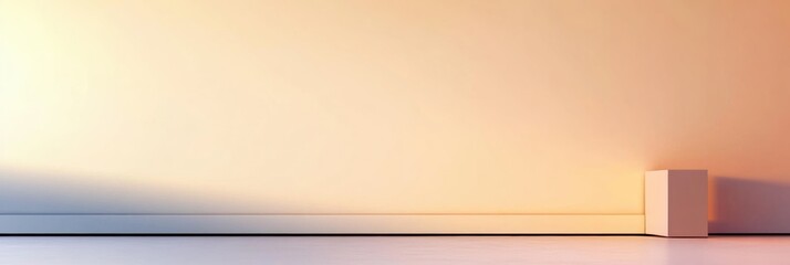 Aufkleber - Minimalistic setting featuring a solid color background with a thin line and a corner block against warm lighting. Generative AI
