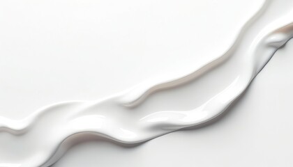 Poster - Cosmetic cream background 3D render. Abstract illustration of white skincare creamy wave texture. Elegant design element for beauty, health product presentation. Copy space wallpaper, lotion, milk.