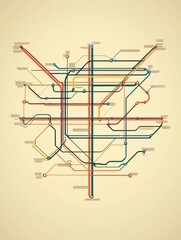 Leinwandbilder - Metro subway map layout showcasing routes and stations for urban public transport navigation. Generative AI