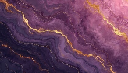 Aufkleber - Elegant dark purple marble texture with wavy gold veins. Luxurious sophisticated design, smooth pattern. Contemporary artistic high-end refined decorative stone abstract background.