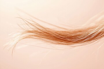 Poster - Macro shot captures a detailed view of a broken strand of hair against a soft, neutral background. Generative AI