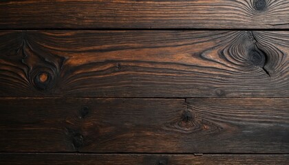 Fototapete - Dark wooden texture background with horizontal planks. Wood grain shows deep organic pattern, rich natural tone. Rustic vintage design, carpentry, woodworking. Material for interior.