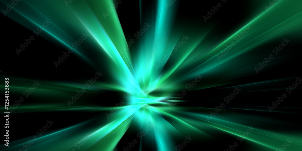 Futuristic speed motion with green rays of light abstract background ...