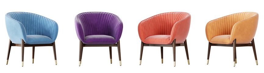 Aufkleber - Armchair set isolated on transparent background. 3D render. 3D illustration.