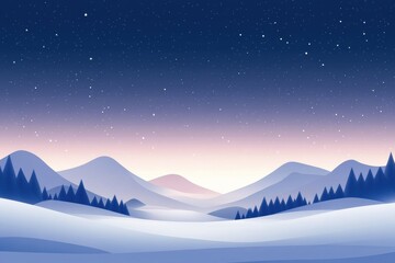 Sticker - Snowy mountain landscape at dusk with starry sky and gentle pastel colors reflecting on the snow. Generative AI