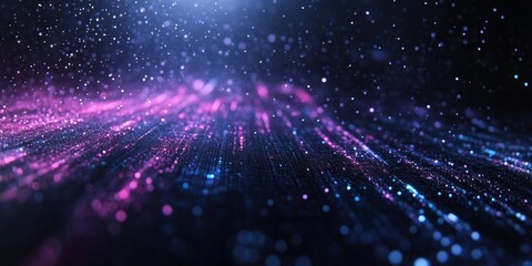 Poster - Purple blue particle flow, dark background, digital art, website header