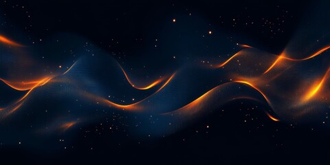 Wall Mural - abstract fiery waves, dark space, glowing particles, digital art, website banner