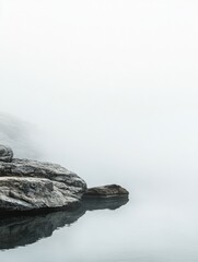 Poster - Experience tranquility at a serene hot spring with steam rising over rocky surroundings. Generative AI