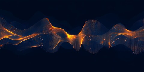 Wall Mural - golden wave digital art, dark background, website banner