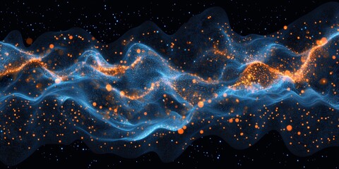 Poster - Digital wave, energy flow, cosmic background, abstract art, website header