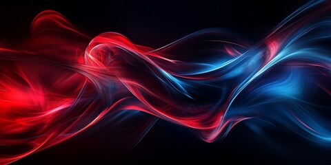 Poster - Abstract red blue energy flow, dark background, digital art, website banner