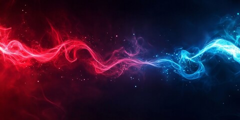 Poster - Red blue energy swirls, dark background, abstract design