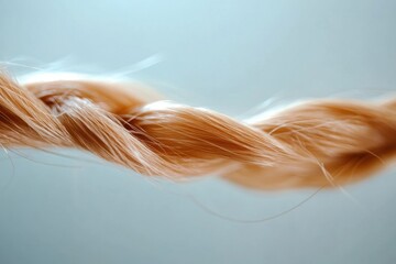 Poster - Close up view of a broken strand of hair showing texture and detail in natural light on a simple background. Generative AI