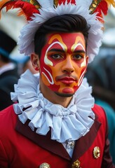 Wall Mural - Portrait of a Male in a Colorful Carnival Costume