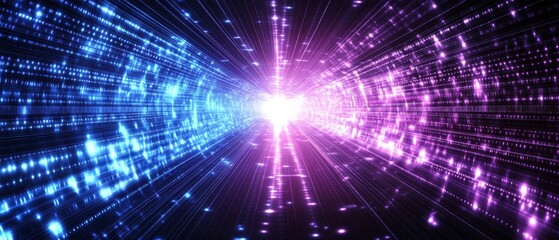 Poster - Digital data stream tunnel, glowing, futuristic, abstract background, tech website