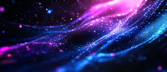 Wall Mural - abstract cosmic nebula, glowing particles flowing, digital art background, ideal for design