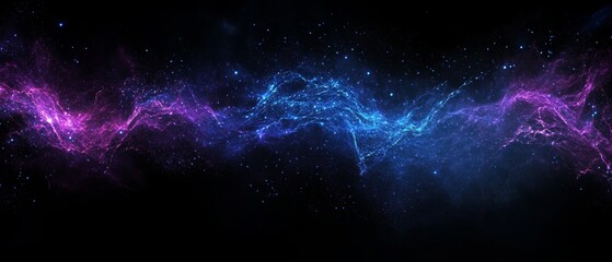 Wall Mural - Cosmic Nebula Flowing Across Dark Space; Galaxy Background; Website Header