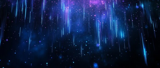 Wall Mural - Cosmic light streaks falling, nebula background, digital art, video overlay