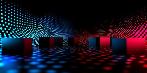 Poster - Cubes in neon-lit digital tunnel