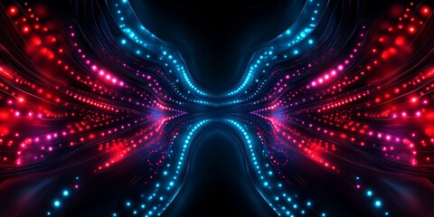Wall Mural - abstract red blue light tunnel, digital art, background
