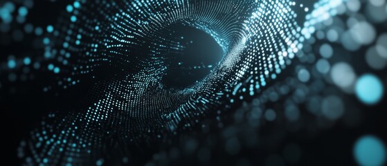 Poster - Abstract swirling data tunnel, bokeh background, digital art
