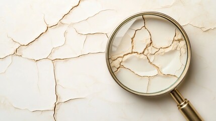 Fototapete - Detailed view of dry, flaky skin under a magnifying glass revealing cracks and texture imperfections. Generative AI