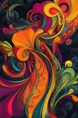 Wall Mural - vibrant swirling patterns in rich colors create an abstract art piece that captivates the viewer's i