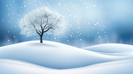Wall Mural - A gentle snowfall blankets the earth, enhancing the beauty of serene snowdrifts in a tranquil winter landscape.