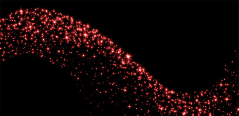 Wall Mural - red stars and sparkles, magic star dust background, light effect with flares. shiny particles, glowi
