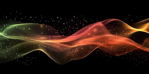 Wall Mural - abstract glowing wave, dark background, digital art, website banner