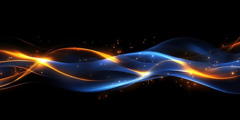 Poster - Glowing energy waves flow on dark background