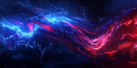 Poster - Cosmic Nebula Red & Blue Energy Streams