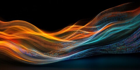 Poster - Abstract digital wave flowing dark background
