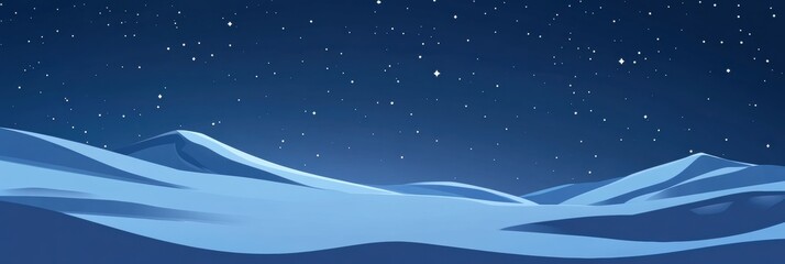 Aufkleber - Snowy mountain landscape under a starry night sky with a calm and serene atmosphere. Generative AI