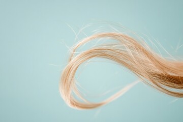 Poster - Broken strand of hair showcasing texture against a soft blue background in macro detail. Generative AI