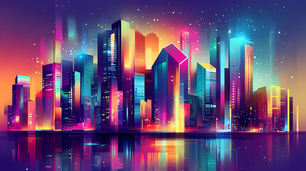 Wall Mural - vibrant dynamic cityscape