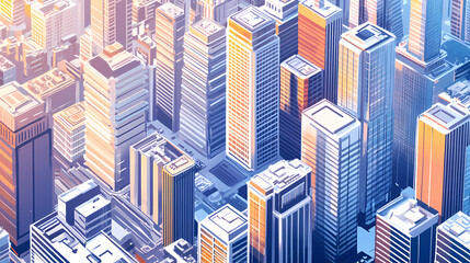 Wall Mural - aerial view dynamic financial district