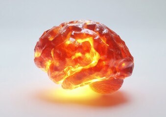 Poster - Glowing brain, studio shot, neural activity, medical concept