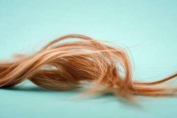 Aufkleber - Close up view of a broken strand of hair on a soft blue background showcasing texture and detail. Generative AI