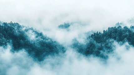 Abstract turquoise mist fog clouds isolated on white background.