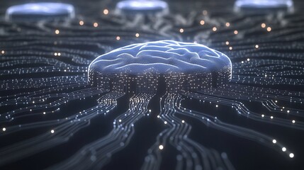 Digital Brain Network Processing Data, AI