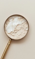 Fototapete - Magnifying glass revealing details of dry flaky skin under natural light. Generative AI